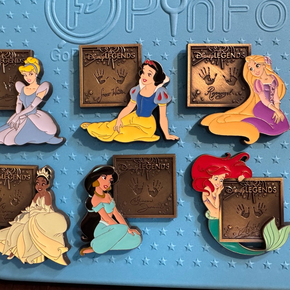 Disney Princess Legends Pin Set — Snow White, Ariel, Jasmine & More